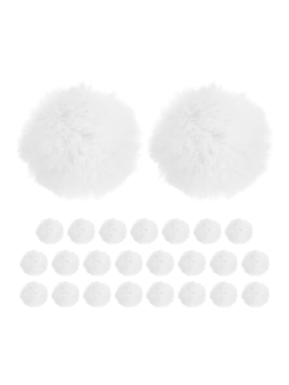 25-Pack Faux Fur Pom Poms 4cm Fluffy Balls with Elastic Loop for Hats Bags DIY
